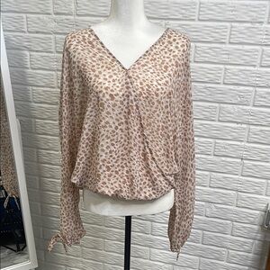 Day trip. Women's Tan Polka Dot animal print Blouse
